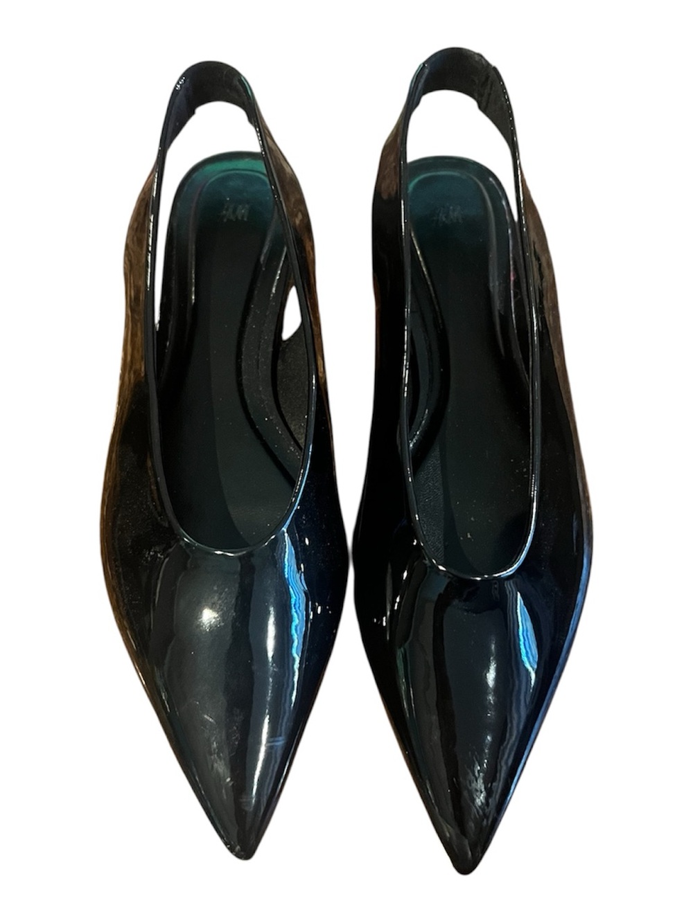 H&M Black Patent Pointed Slingback Flats
